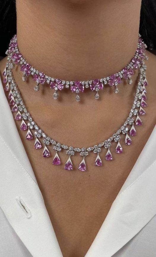 Diamond Necklace With Natural Gem Stone Jewelry