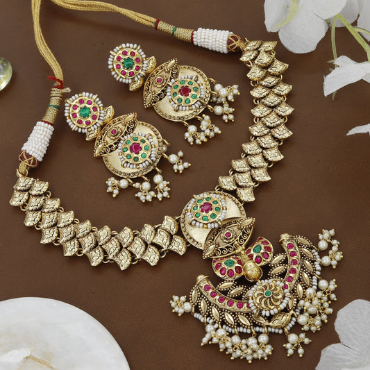 Multi Color Moti Necklace Set With earrings