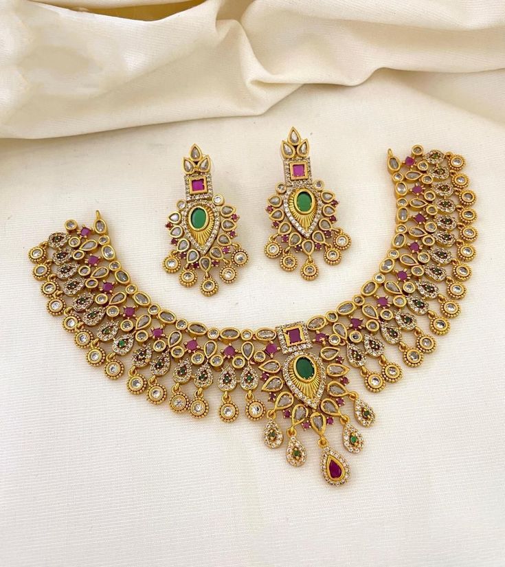 Bling and Shine Necklace set with Diamond Work