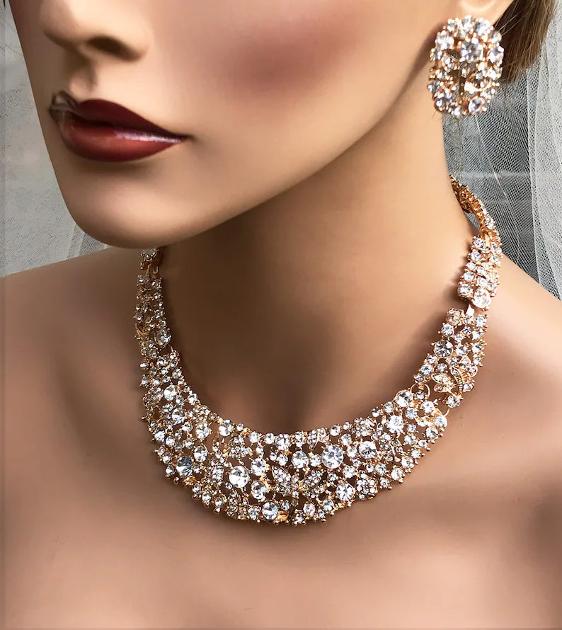 Chunky rhinestone crystal Shine Necklace set